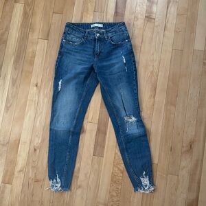 Zara Dark Blue Distressed Skinny Jeans